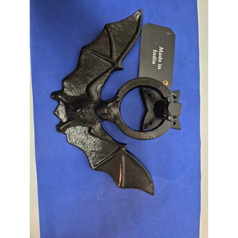 Haunted Manor Black Bat Metal Door Knocker Gothic Home Decor Halloween Spooky